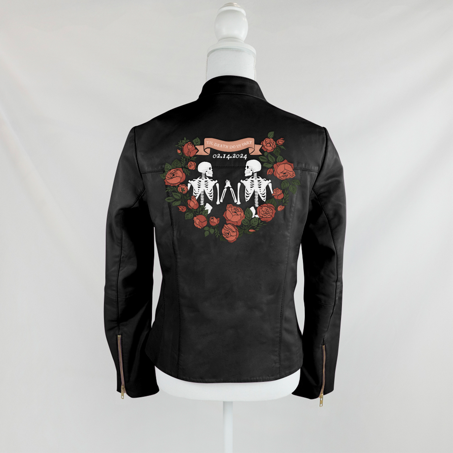 Till Death Do Us Part Embroidered Leather Jacket