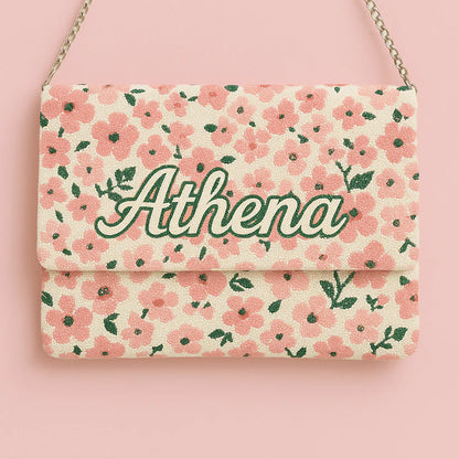 Personalized Floral Beaded Clutch