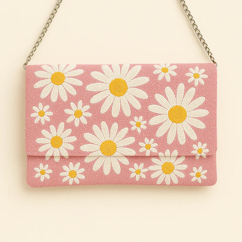 Personalized Floral Beaded Clutch