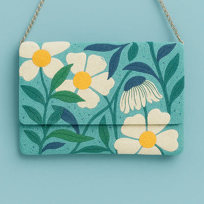 Personalized Floral Beaded Clutch