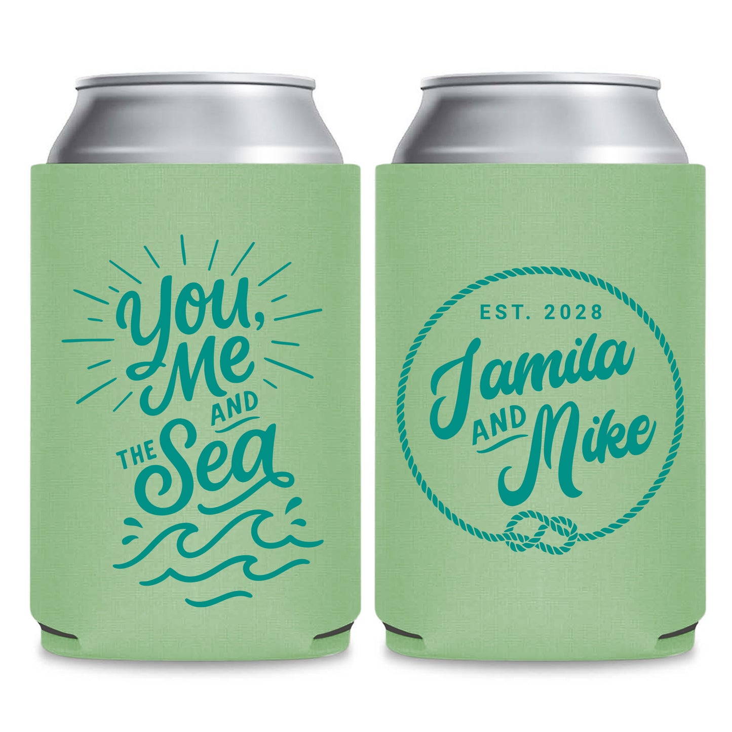 Beach and Nautical Wedding Can Cooler Favors