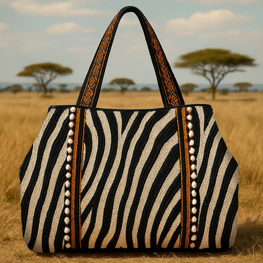 Zebra Beaded Tote
