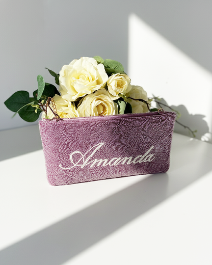 Mrs. Last Name Beaded Zipper Purse