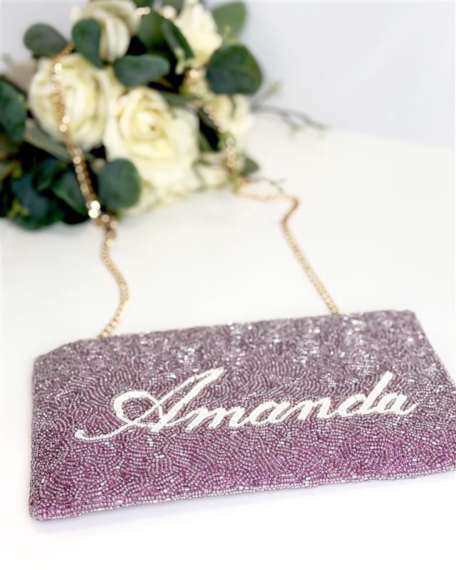 Mrs. Last Name Beaded Zipper Purse