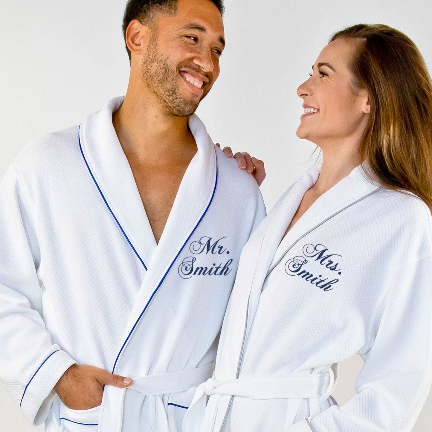 Personalized Mr. And Mrs. Bath Robe white