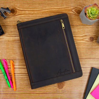 Engraved Leather Portfolio for Office