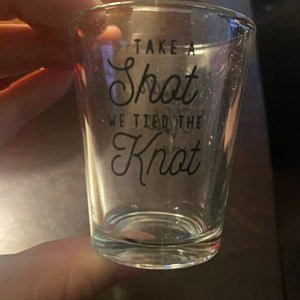 We Tied The Knot Wedding Shot Glasses image