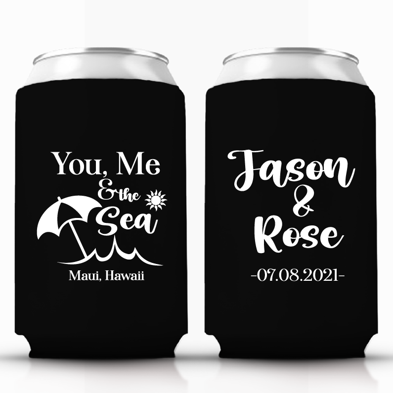 You, Me, & The Sea Wedding Can Coolers (319)