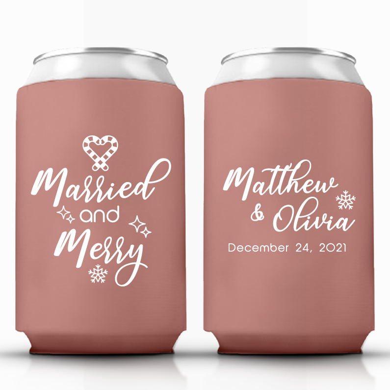 Married and Merry Wedding Beer Can Coolers (93)