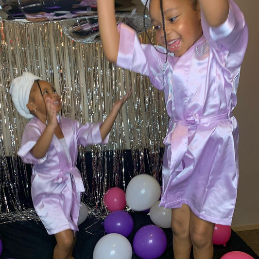 Lavender Satin Kimono Robe