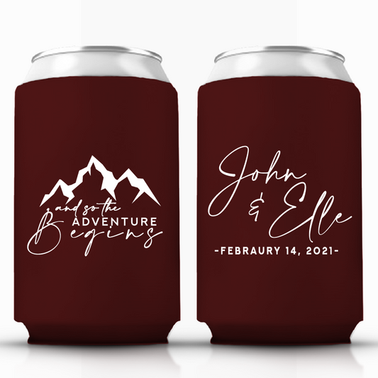 The Adventure Begins Wedding Can Coolers (300)
