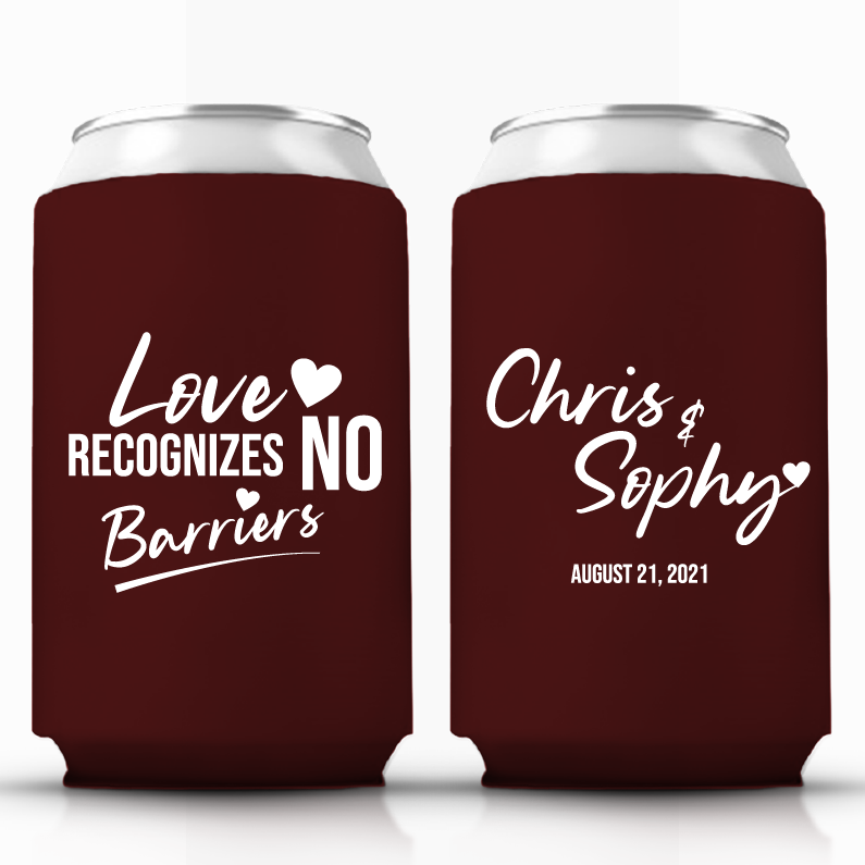 Love Recognizes No Barriers Wedding Can Coolers (316)