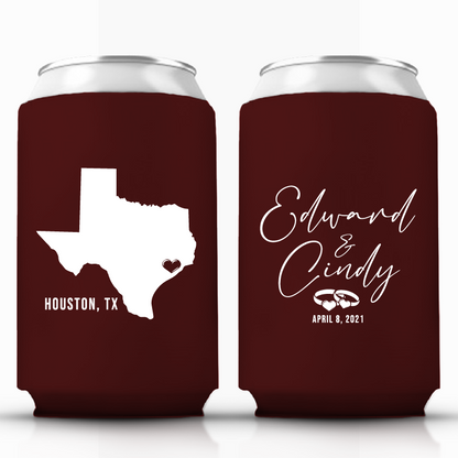 State Map With Wedding Rings Can Coolers (305)