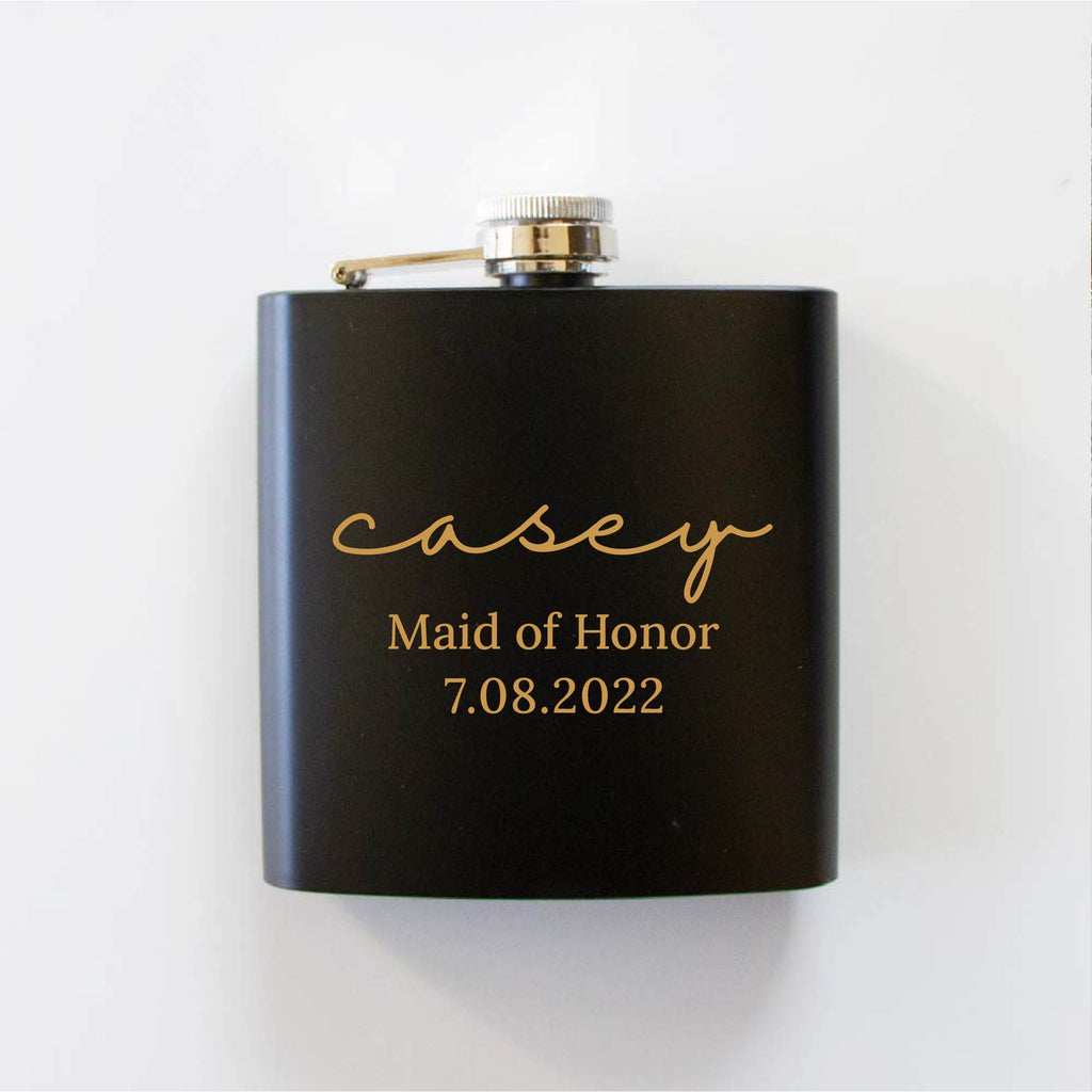 Maid of Honor Black Hip Flask