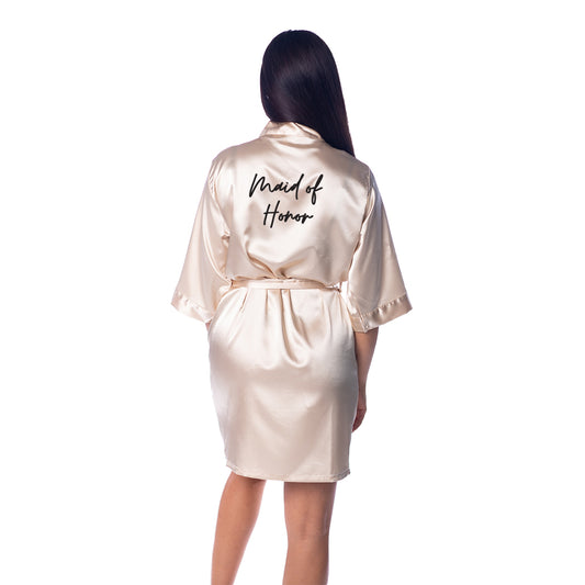 S/M "Maid of honor" Champagne Robe - Osulent Signature in black