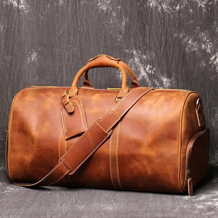 Engraved Leather Gym Bag,  Duffle Bag