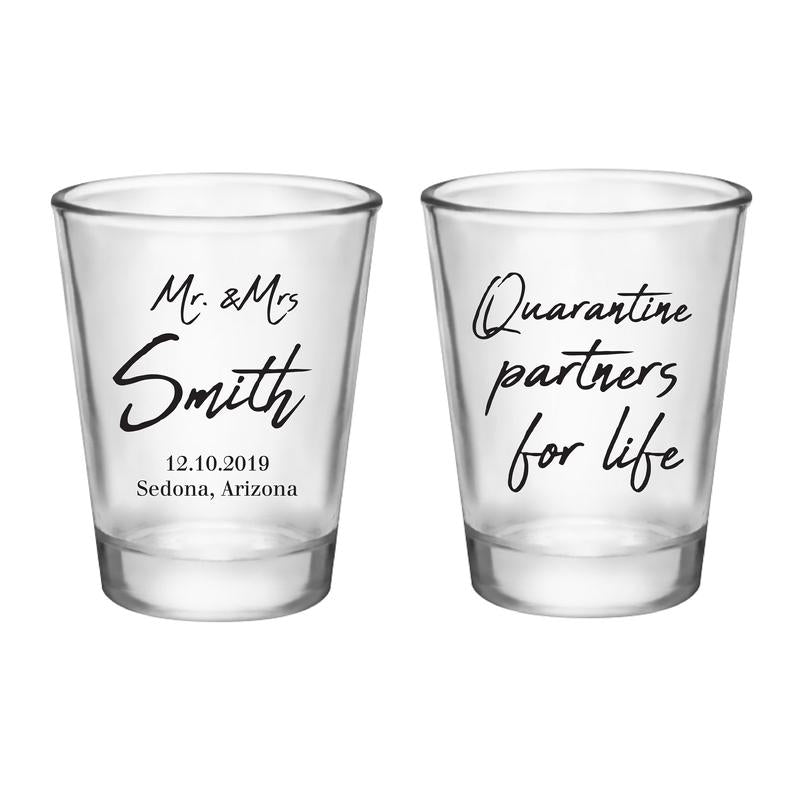 Quarantine Partners for Life Wedding Shot Glasses (4)