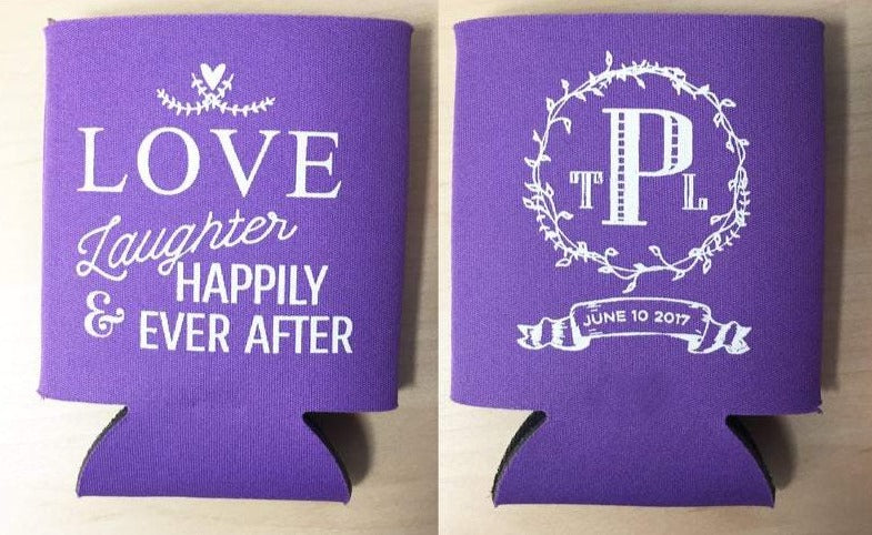 Love Laughter and Happily Ever After Wedding Can Coolers (81)