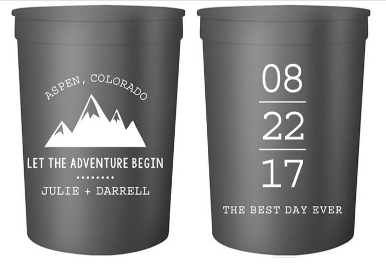Let the Adventure Begin Mountain Wedding Stadium Cups (41)