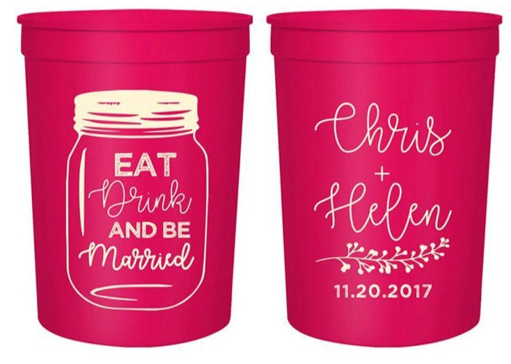 Eat Drink and Be Married Mason Jar Wedding Stadium Cups (24)