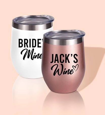 Bride's Mine, Jack's Mine Wedding Wine Tumblers