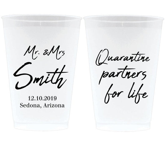 Quarantine Partners for Life Wedding Frosted Cups (4)