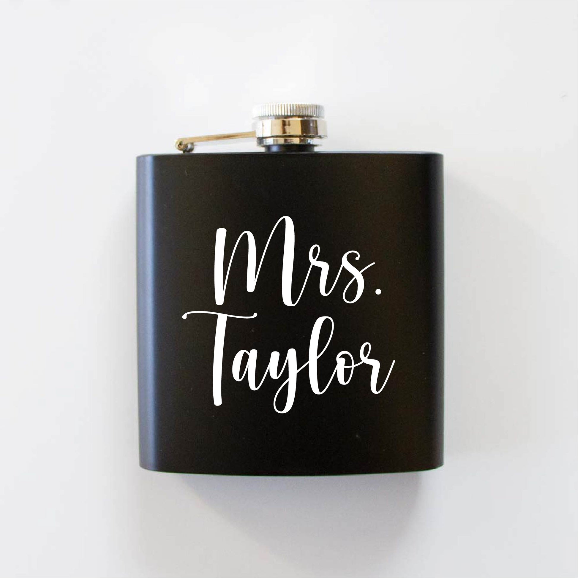 Personalized Last Name Black Hip Flask