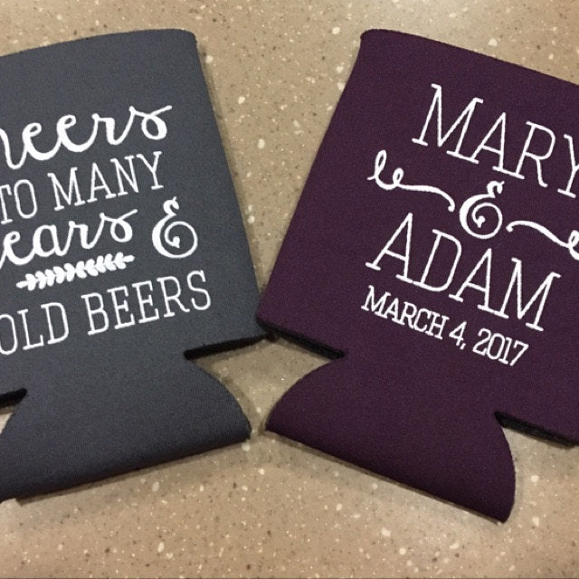 Cheers to Many Years and Cold Beers Custom Wedding Can Coolers (22)
