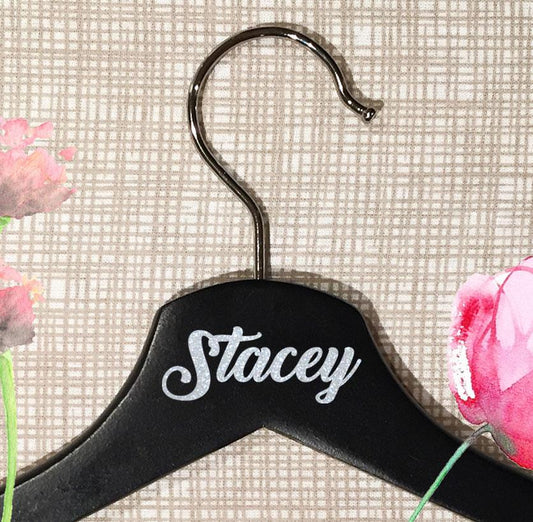 Personalized Black Wooden Hangers