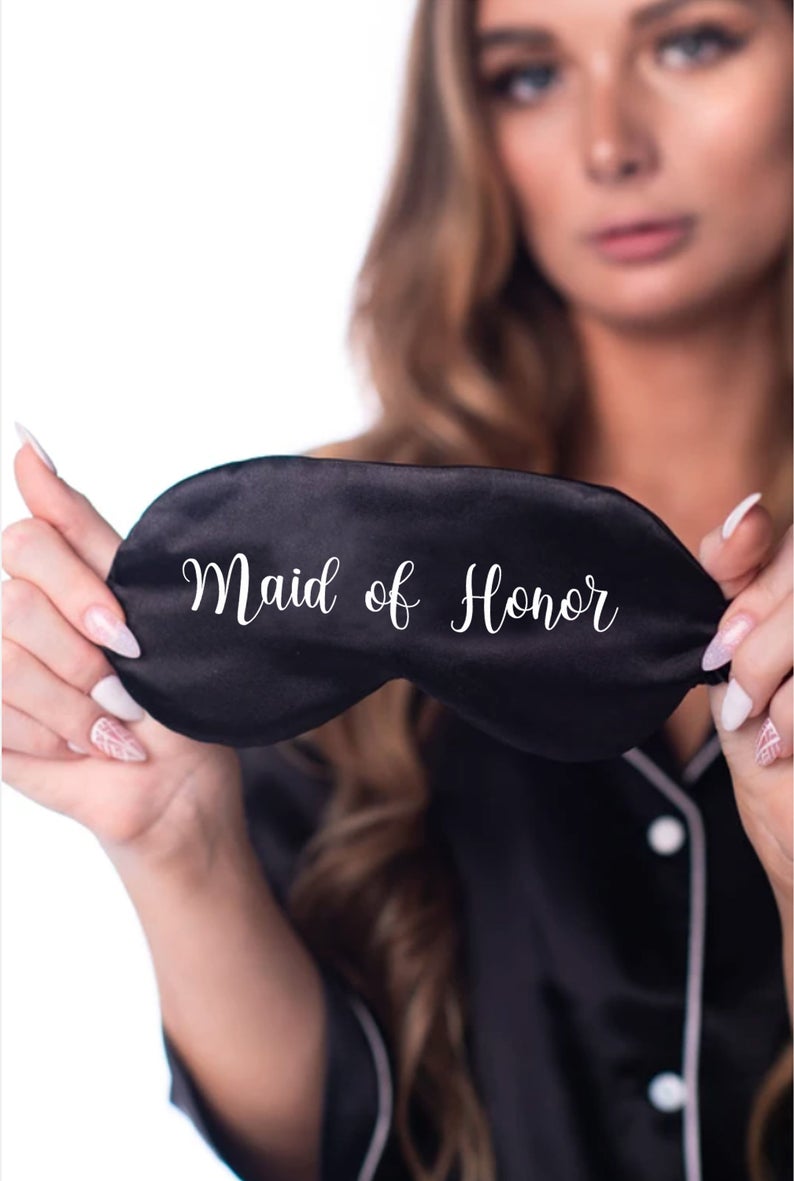 Bride in Cursive Heart Wedding Eye Masks