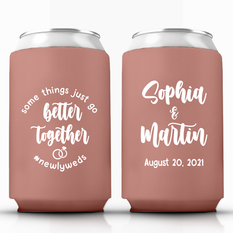 Better Together #newlyweds Wedding Can Coolers (338)