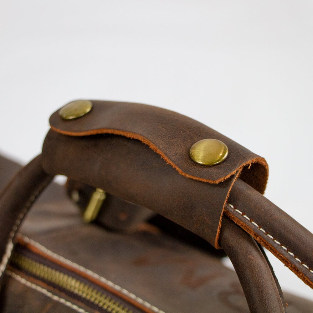 Engraved Leather Duffle Bag for Men