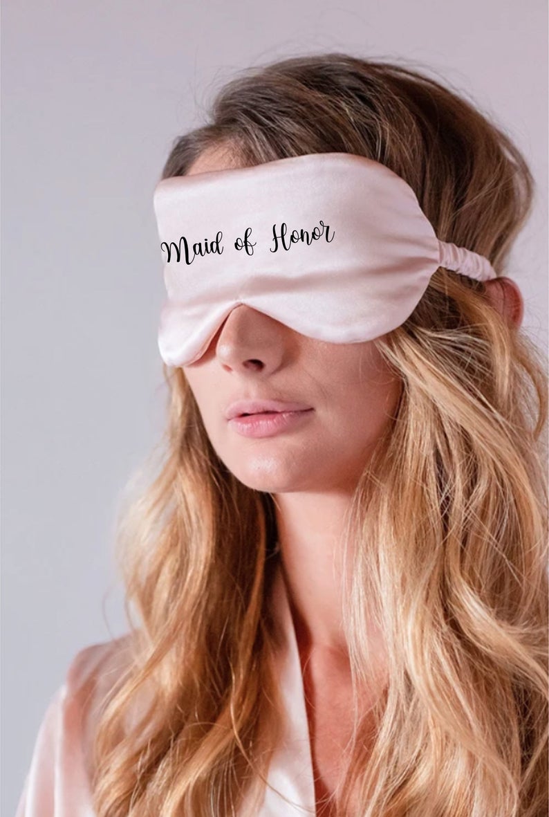 Bride in Cursive Heart Wedding Eye Masks