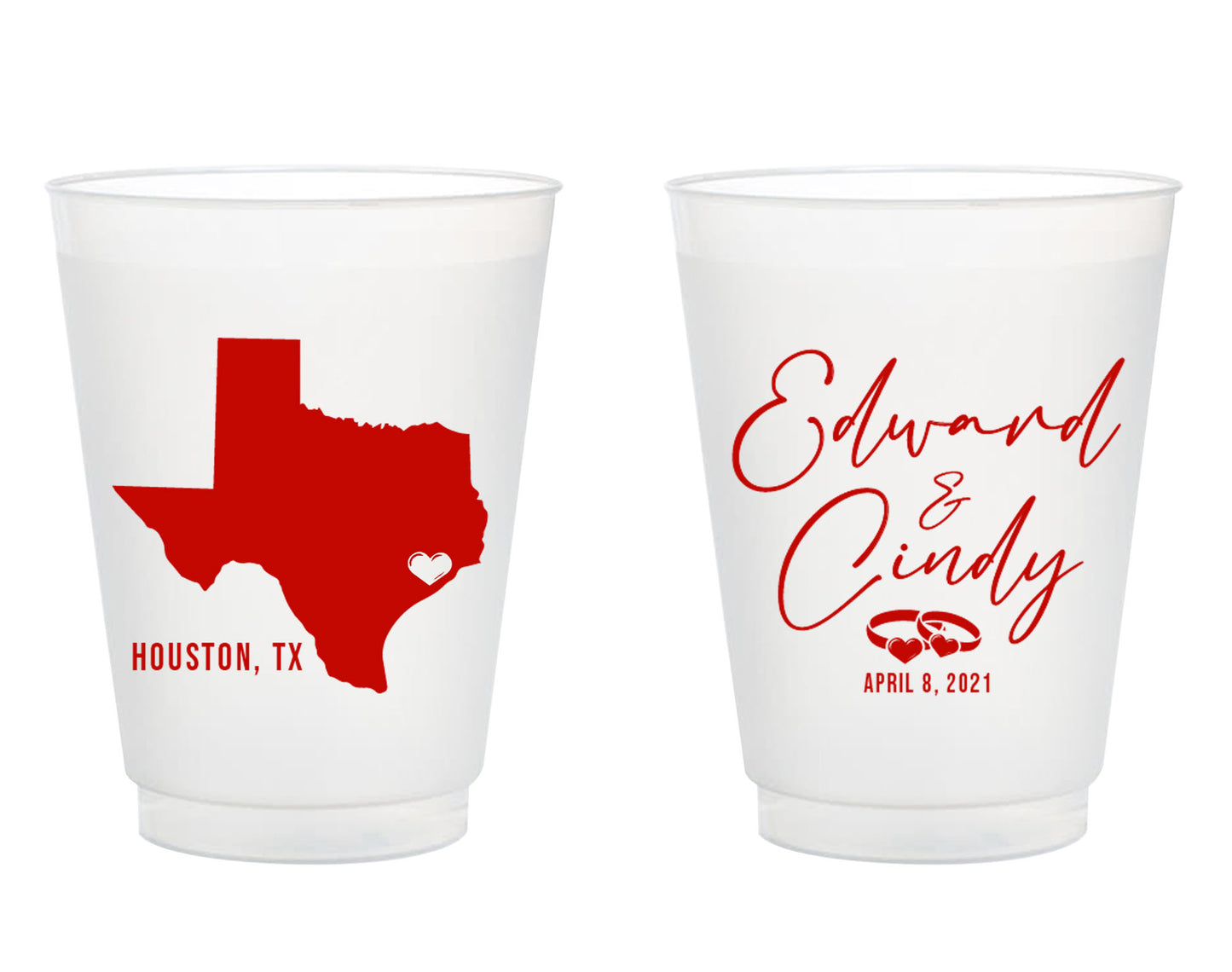 State Map With Wedding Rings Frosted Cups (305)