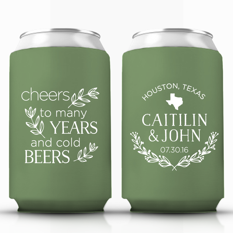 Cheers to Many Years and Cold Beers Custom Wedding Can Coolers (51)