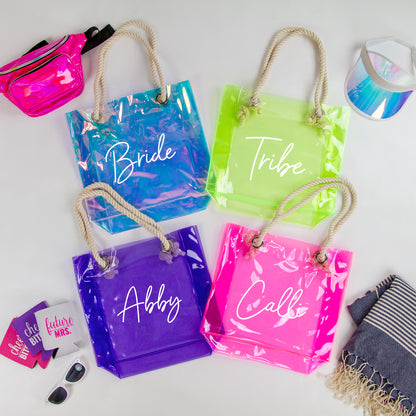 Personalized Neon Transparent Tote Bag