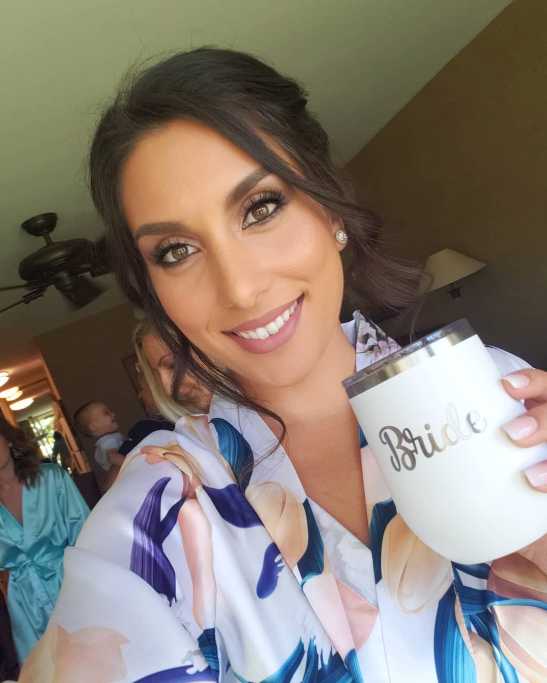 Floral White Bliss Satin Kimono Robe