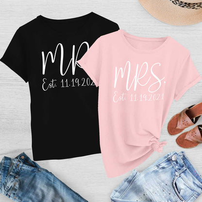 Customized Mr. and Mrs. Cursive Tees (240)