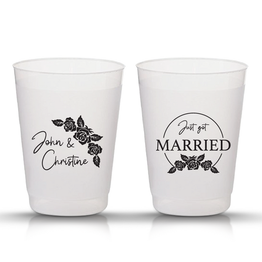 Just Got Married Floral Frosted Cups (71)