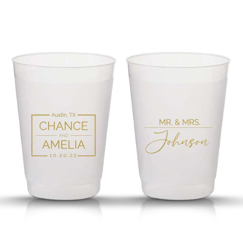 Personalized MR. and MRS. (LAST NAME) Wedding Frosted Cups (73)