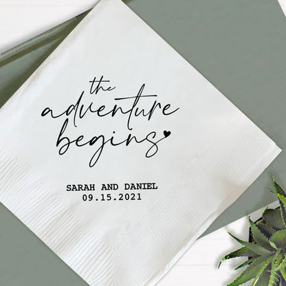 The Adventure Begins Wedding Napkin Favors (354)