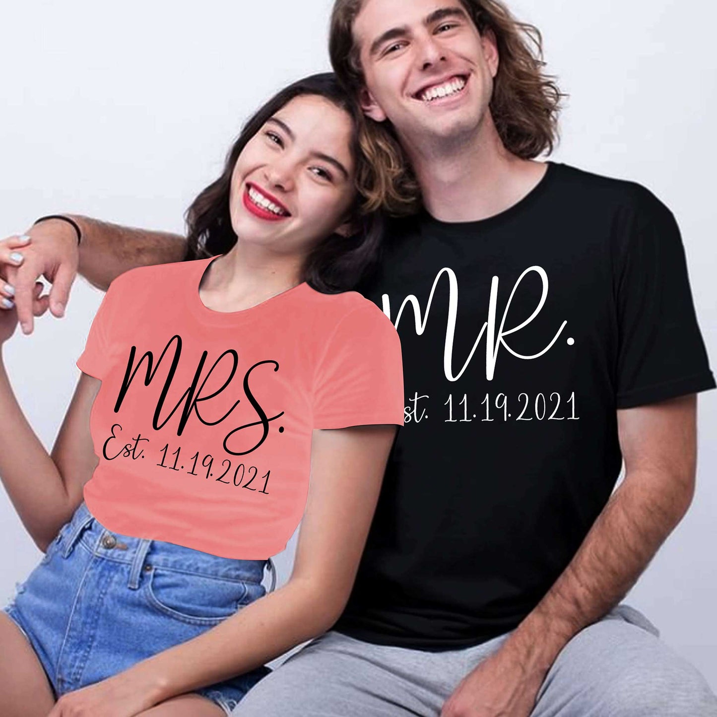 Customized Mr. and Mrs. Cursive Tees (240)