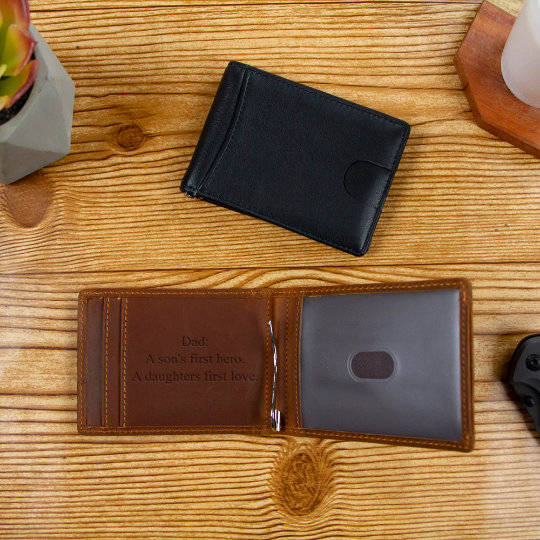 Engraved Leather Mens Wallet