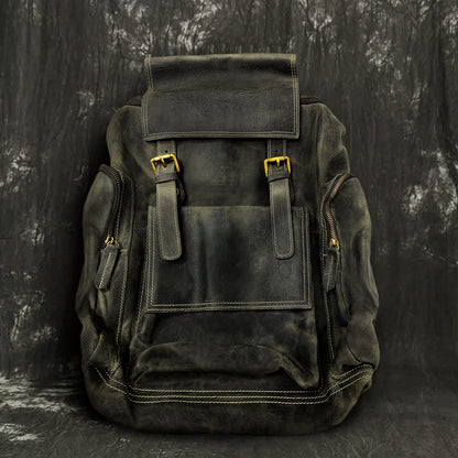 Engraved Leather Backpack for Men