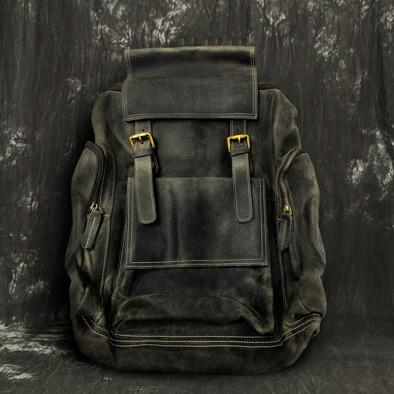 Embroidered hotsell leather backpack