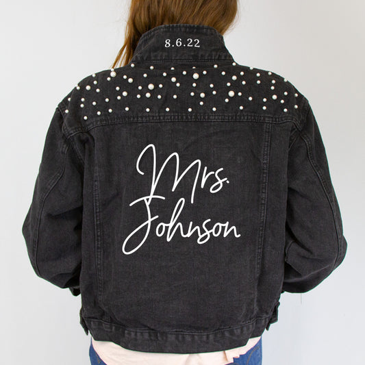 Personalized Mrs. Johnson  Pearl Denim Jacket