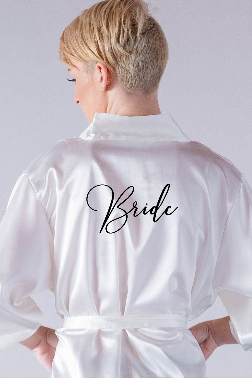 handwritten style bridal robe back view