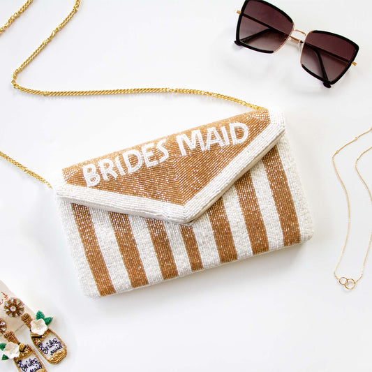 Bridesmaid Seed Bead Clutch Bag - Brown Stripes Purse – Clutch – Bag – Purse – Handbag – Bridal Clutch – Wedding clutch - wedding purse - Bridal Purse - PrettyRobes