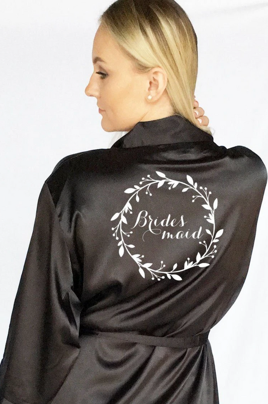wreath style bridesmaid robe back view