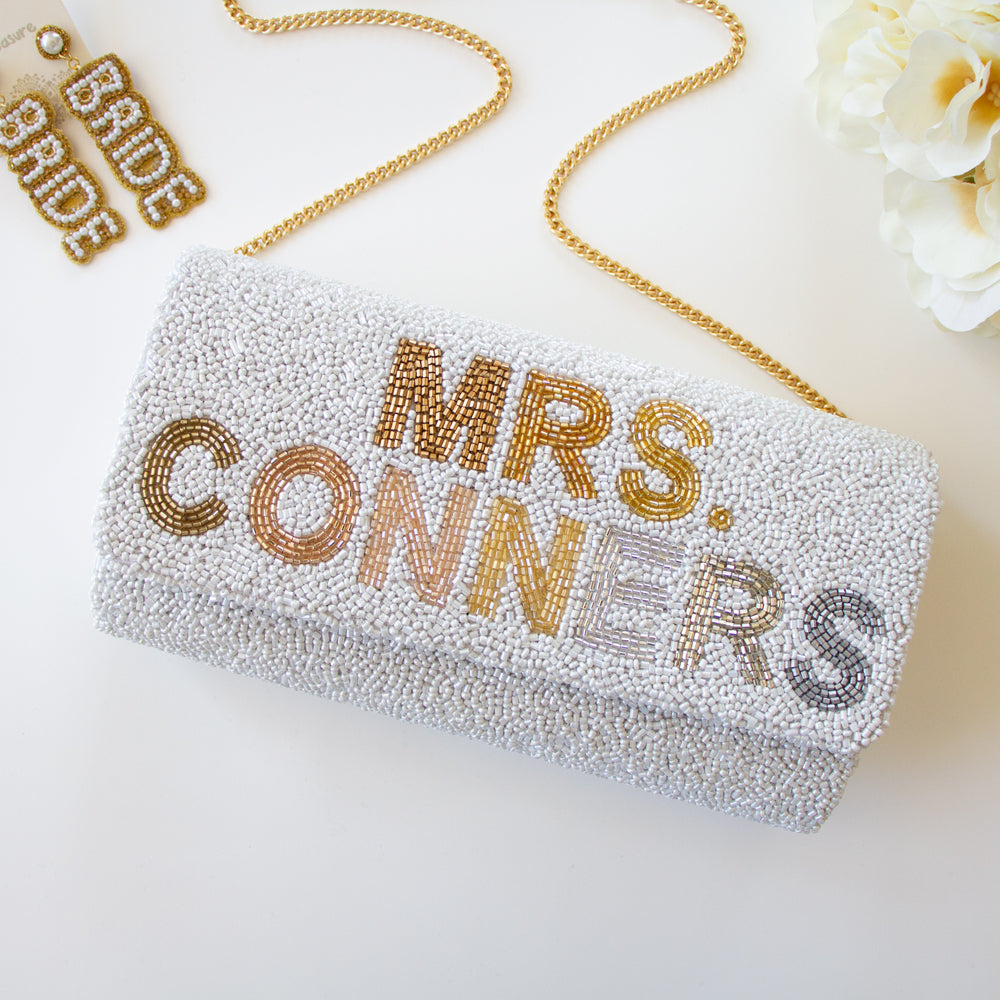 Personalized best sale bridal clutch